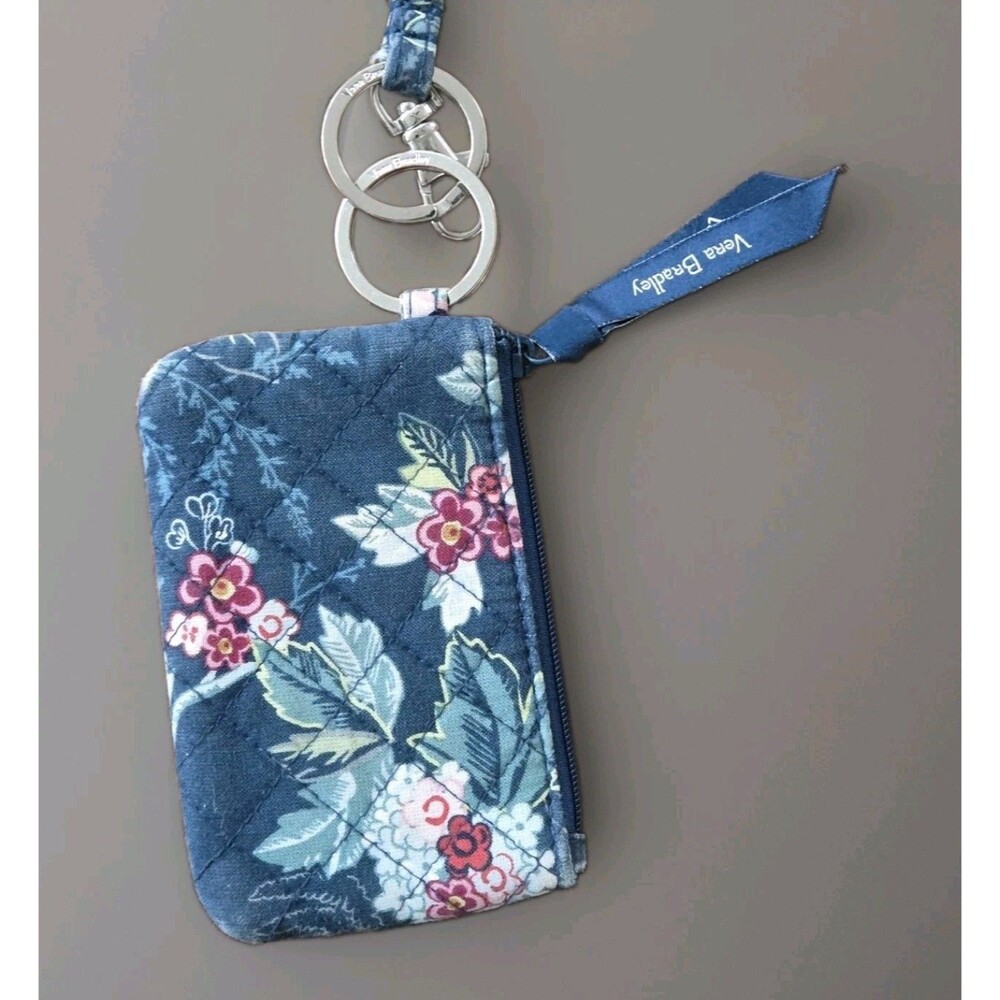 Vera Bradley Floral Quilted Zip ID/Document Holder Organizer w/ Lanyard Key Ring